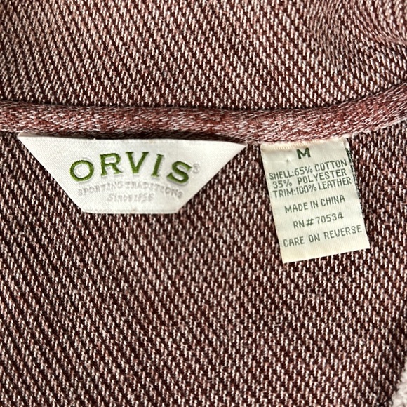 ORVIS Rust Color Knit 1/4 Zip Leather Trim & Elbow Patches Pullover Jacket MD - Picture 11 of 12